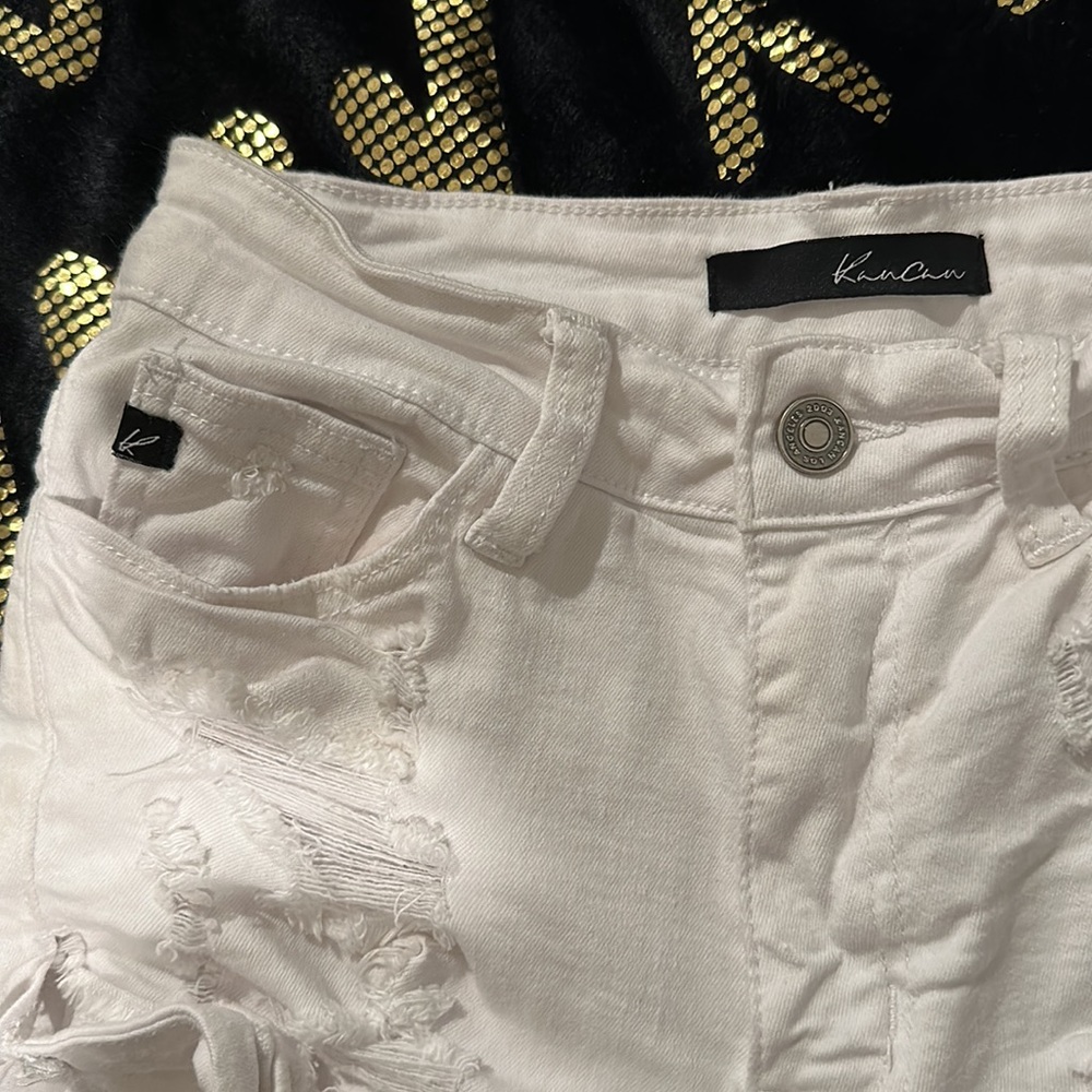 White shorts distressed
